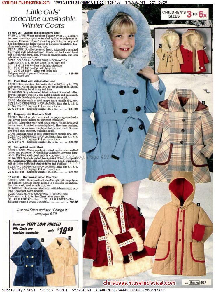 1981 Sears Fall Winter Catalog, Page 407