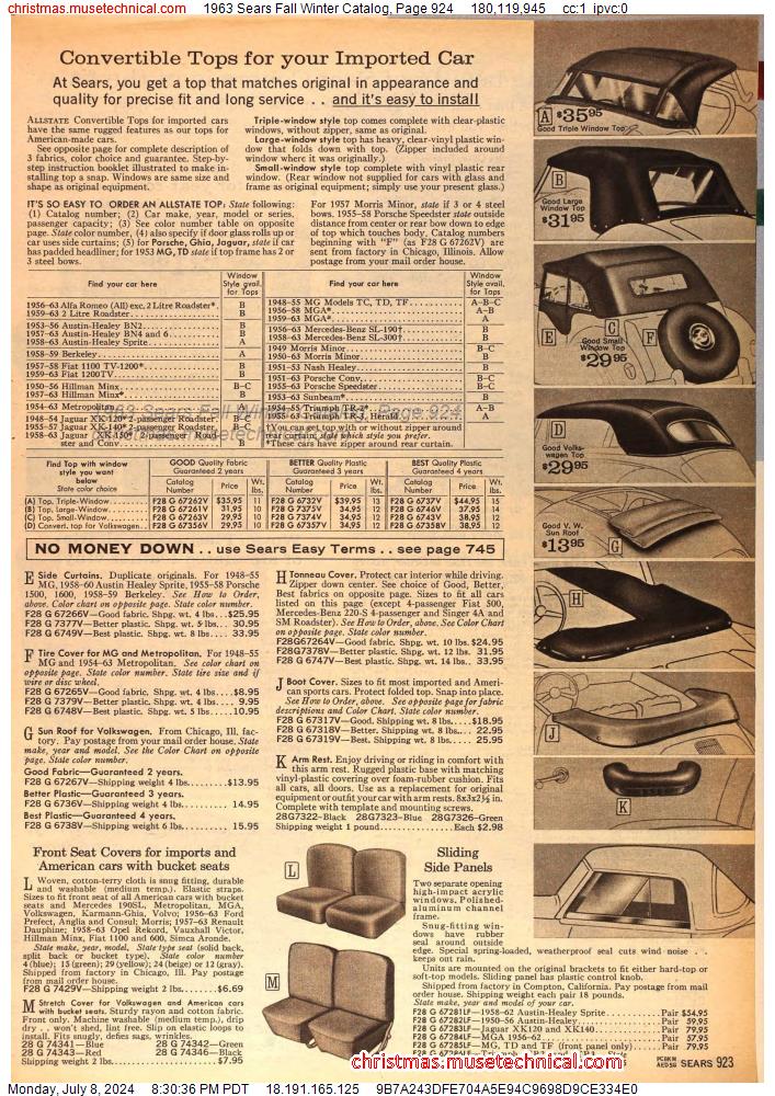 1963 Sears Fall Winter Catalog, Page 924