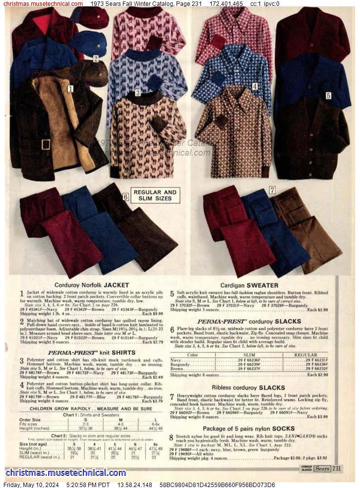 1973 Sears Fall Winter Catalog, Page 231