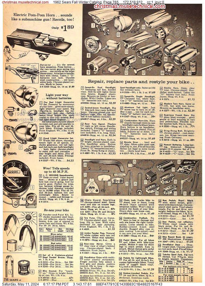 1962 Sears Fall Winter Catalog, Page 765