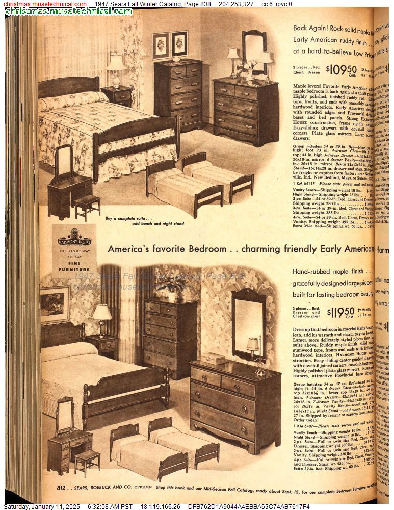 1947 Sears Fall Winter Catalog, Page 838