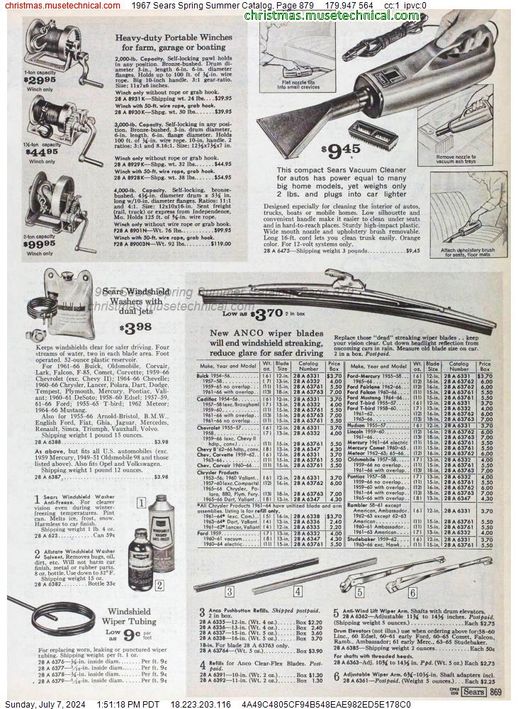1967 Sears Spring Summer Catalog, Page 879