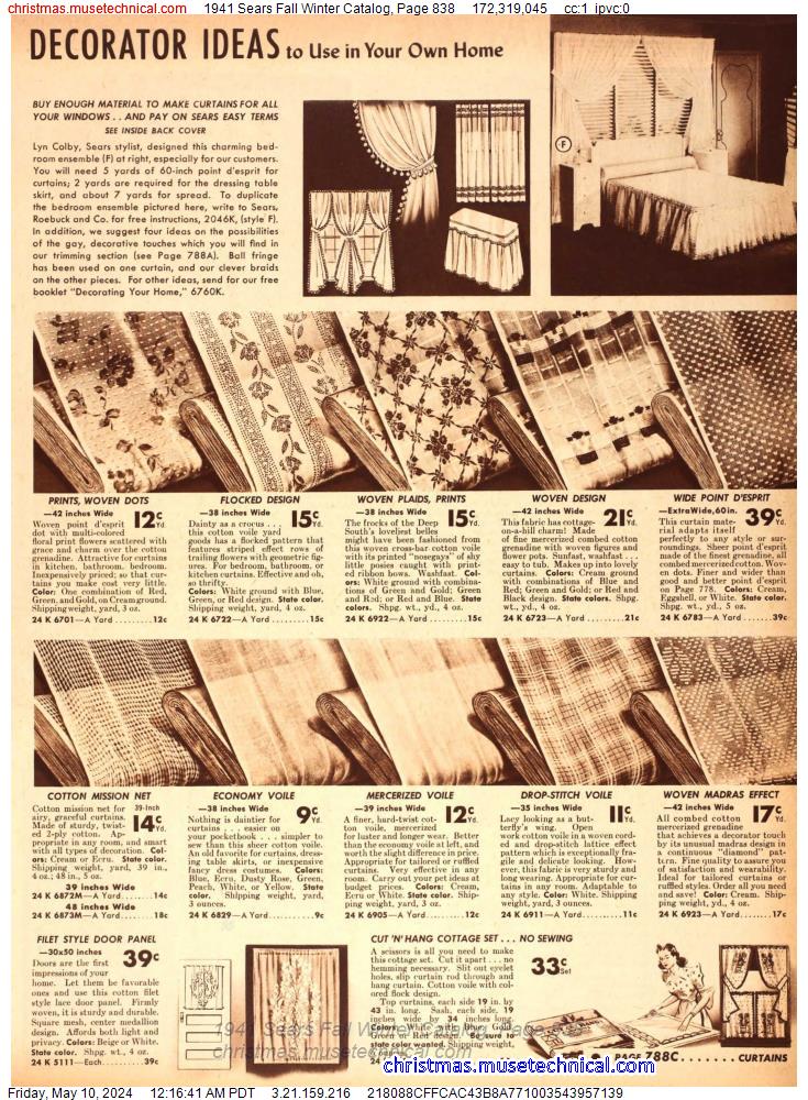 1941 Sears Fall Winter Catalog, Page 838