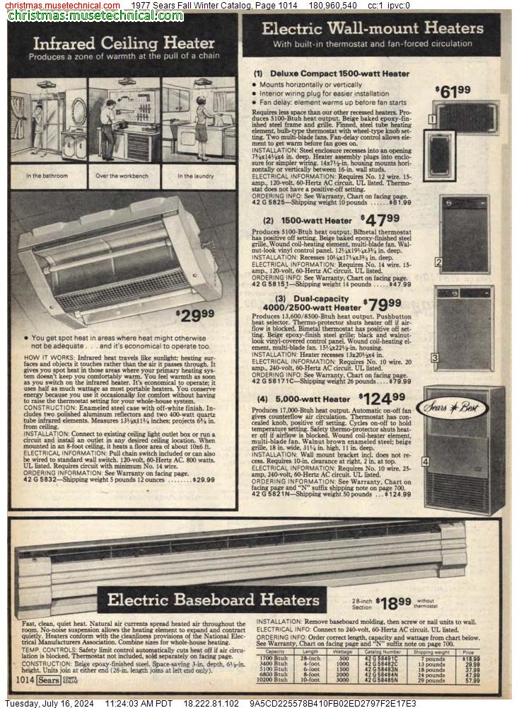 1977 Sears Fall Winter Catalog, Page 1014