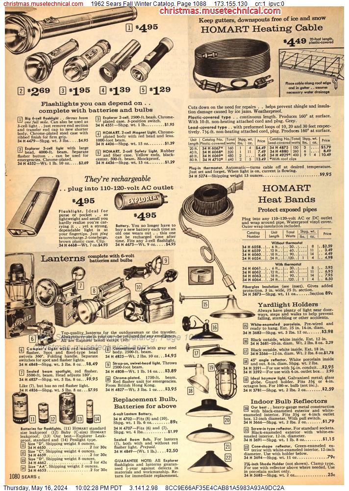 1962 Sears Fall Winter Catalog, Page 1088