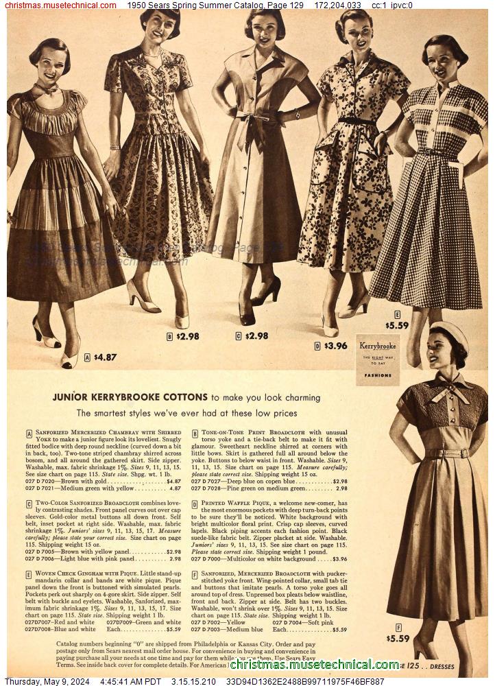 1950 Sears Spring Summer Catalog, Page 129