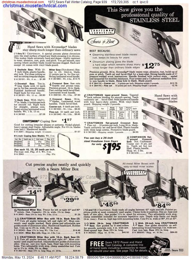 1972 Sears Fall Winter Catalog, Page 939