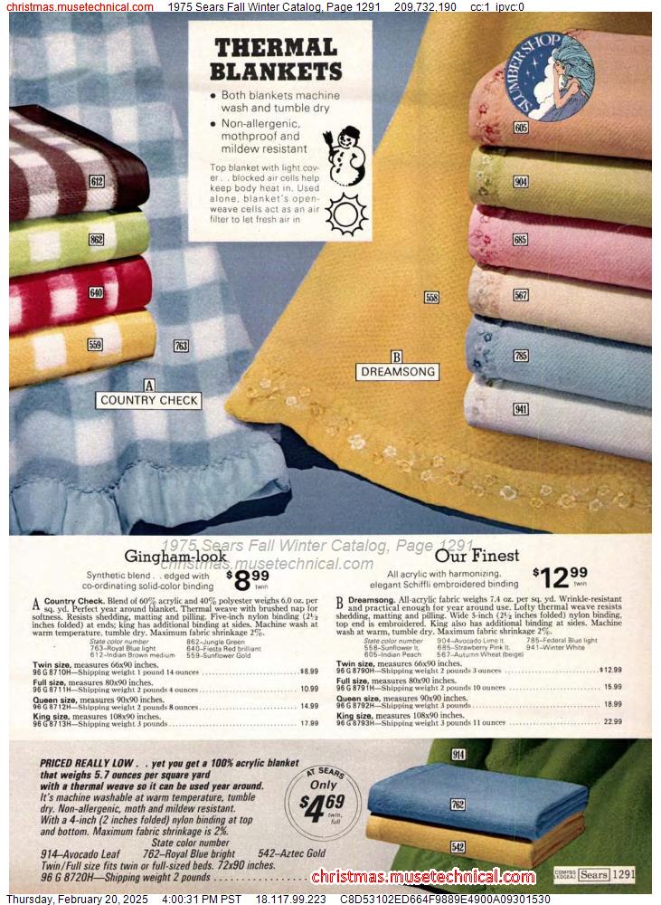 1975 Sears Fall Winter Catalog, Page 1291