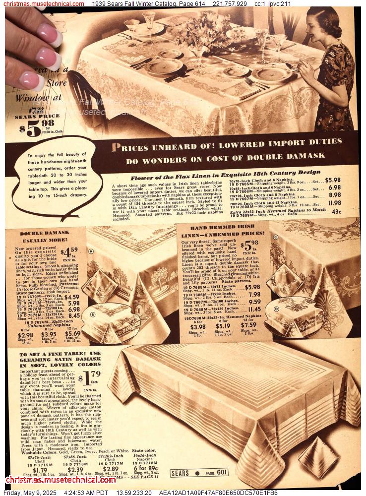 1939 Sears Fall Winter Catalog, Page 614