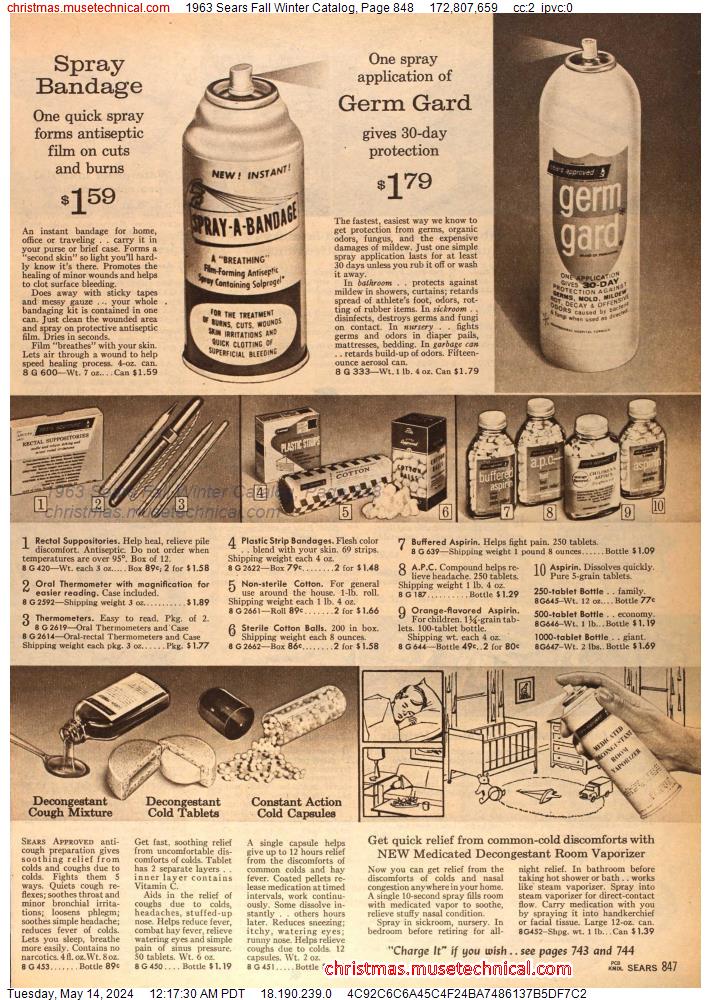 1963 Sears Fall Winter Catalog, Page 848