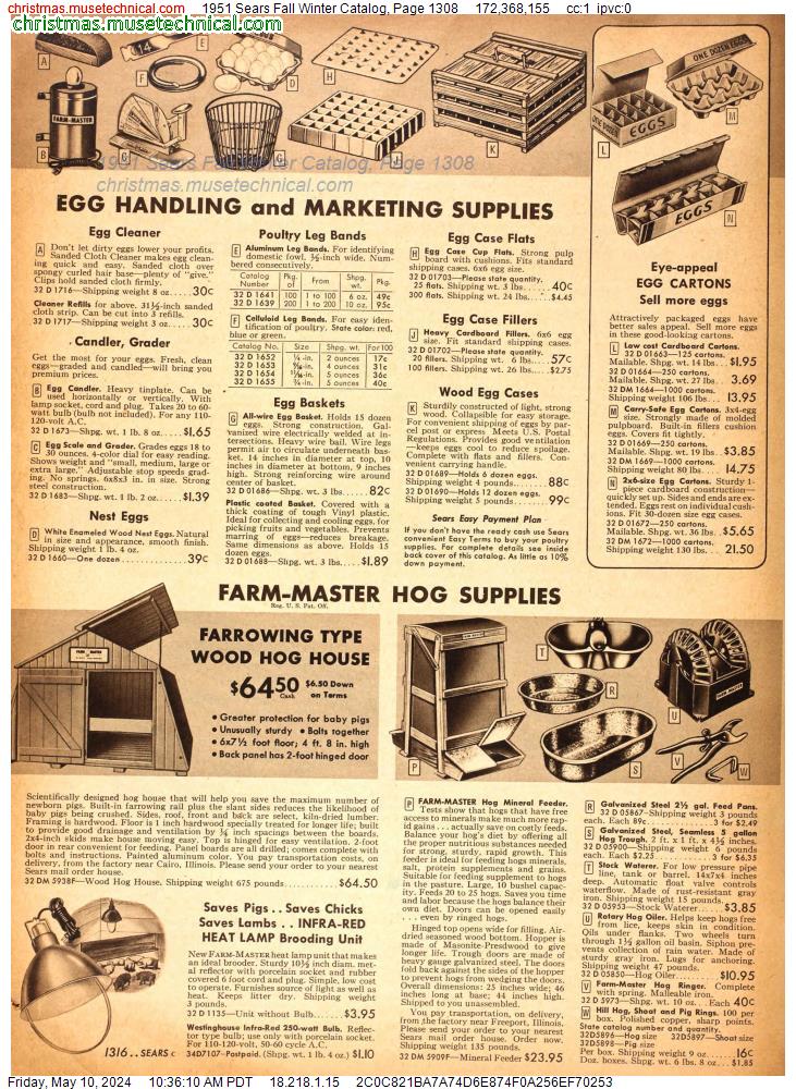 1951 Sears Fall Winter Catalog, Page 1308