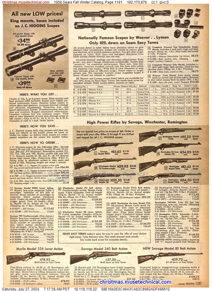 1958 Sears Fall Winter Catalog, Page 1191