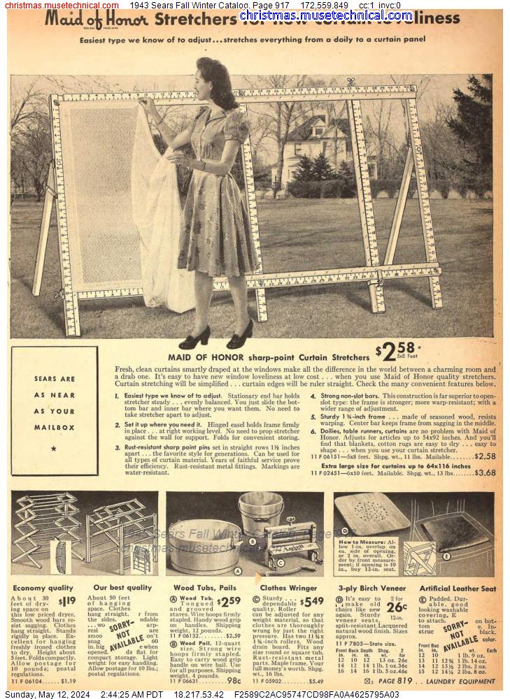 1943 Sears Fall Winter Catalog, Page 917