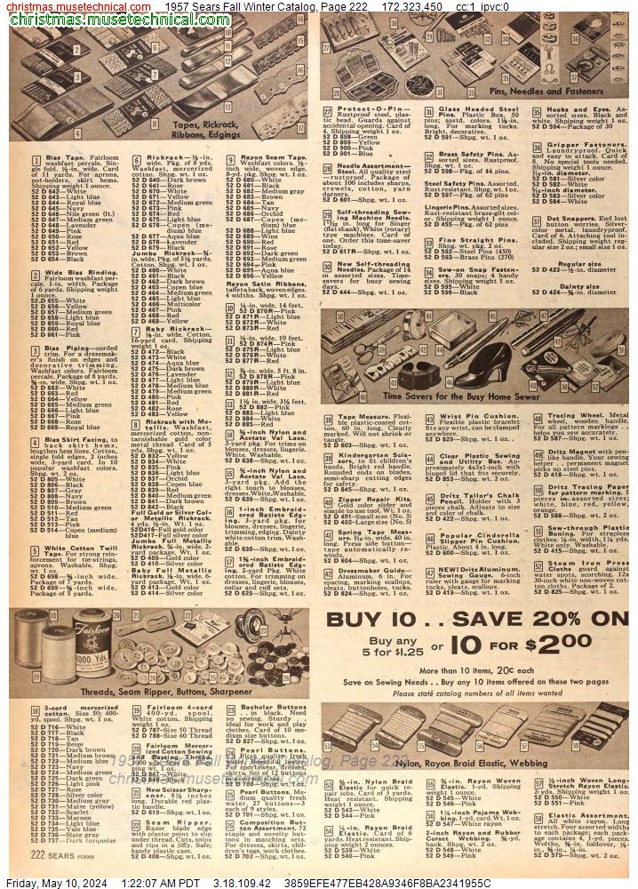 1957 Sears Fall Winter Catalog, Page 222