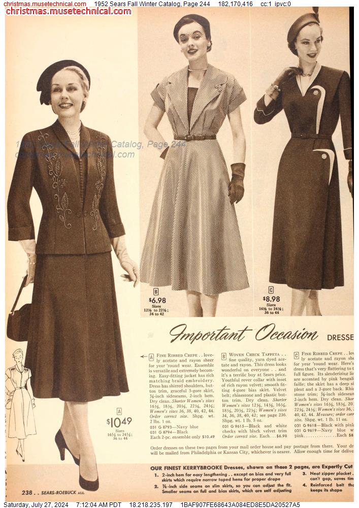 1952 Sears Fall Winter Catalog, Page 244