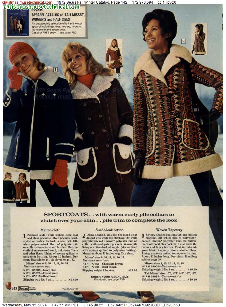 1972 Sears Fall Winter Catalog, Page 142