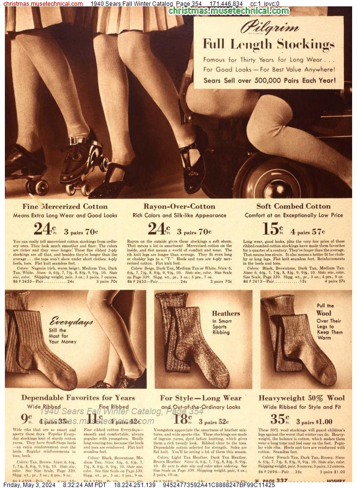 1940 Sears Fall Winter Catalog, Page 354