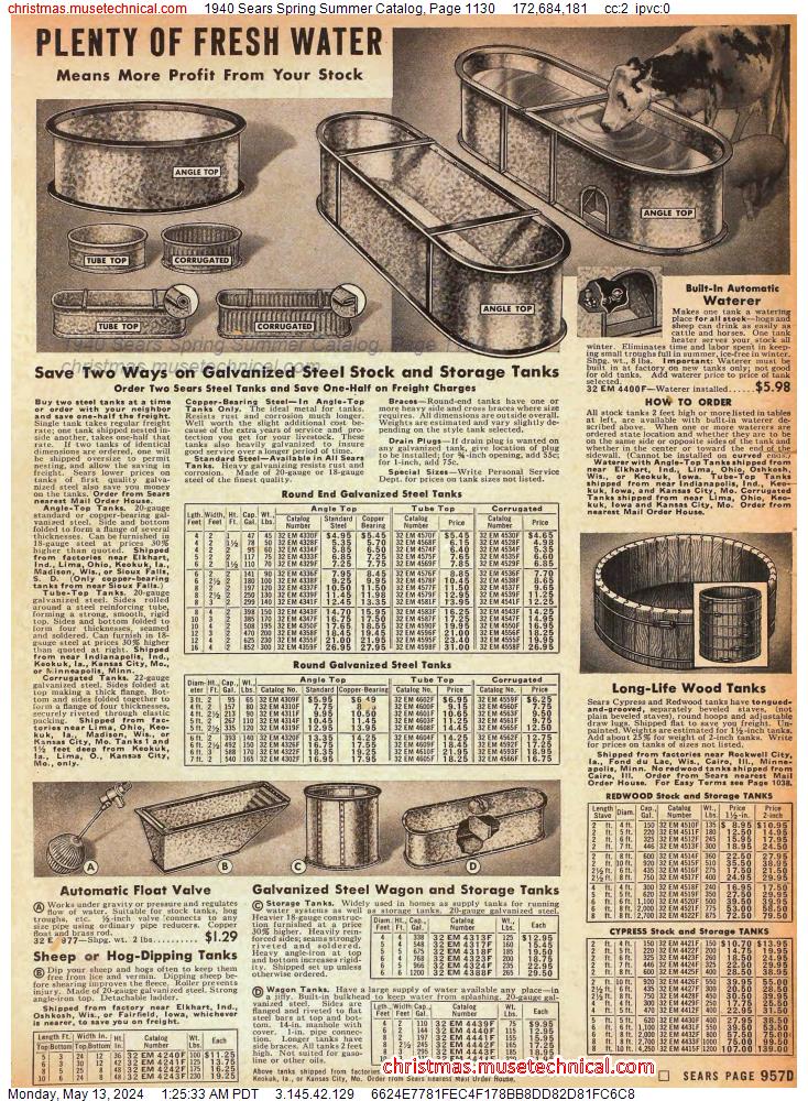 1940 Sears Spring Summer Catalog, Page 1130