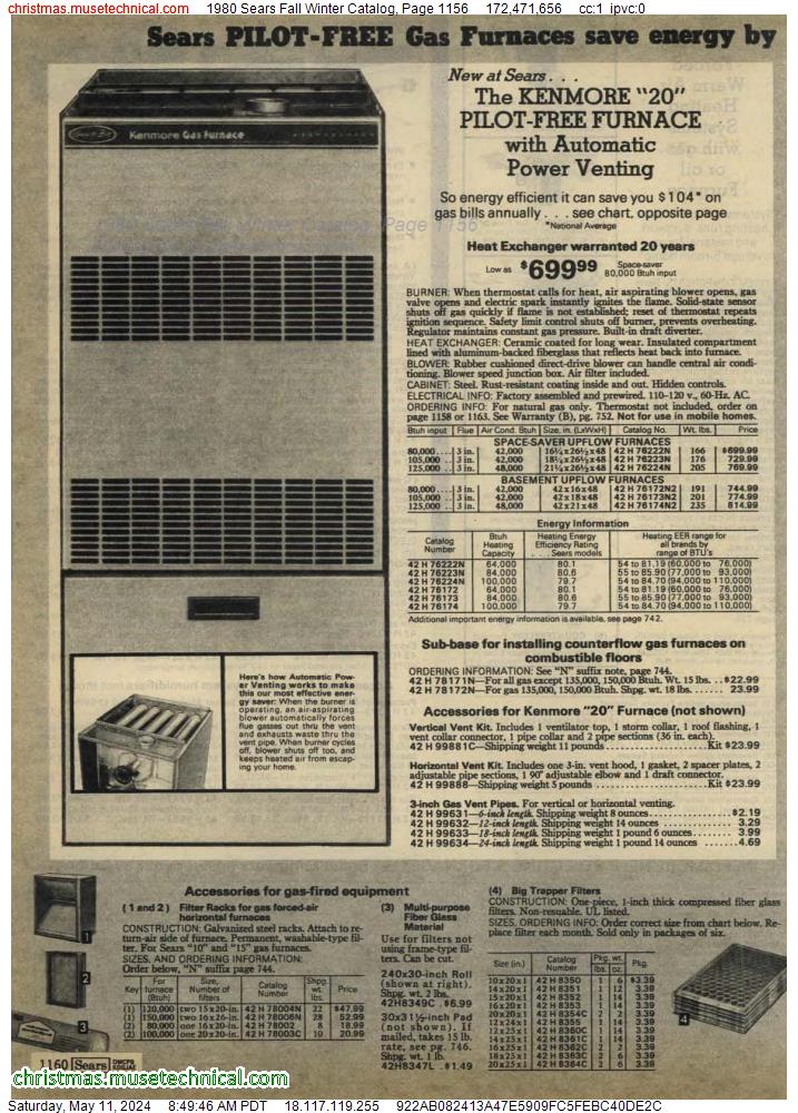 1980 Sears Fall Winter Catalog, Page 1156