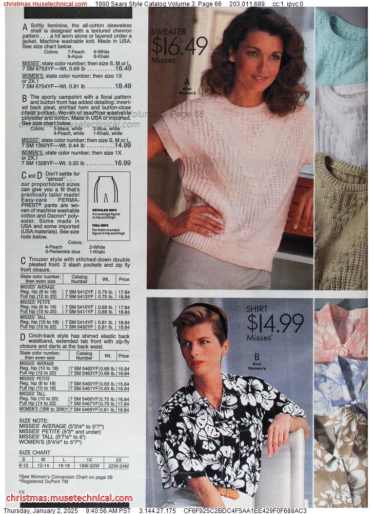 1990 Sears Style Catalog Volume 3, Page 66