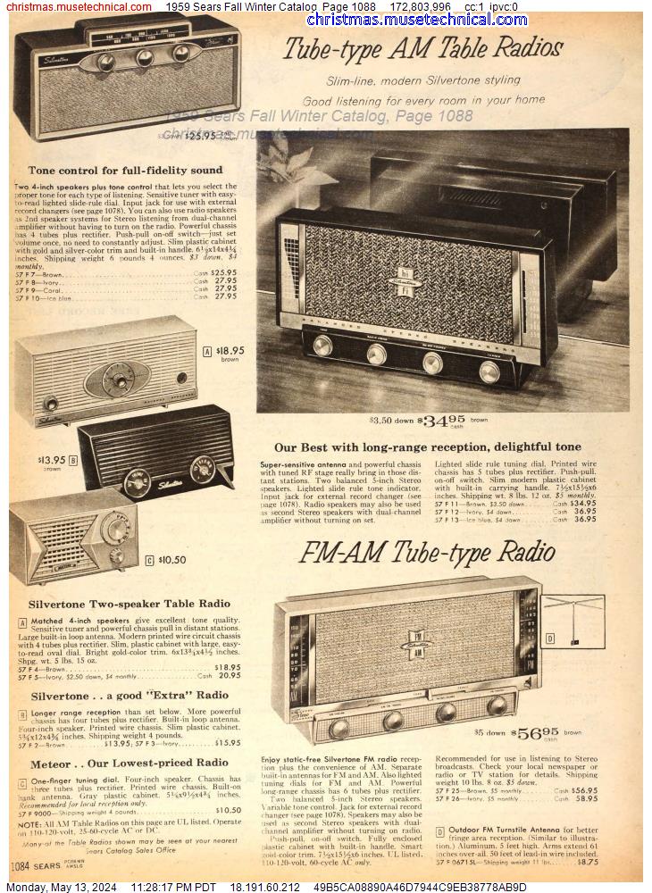 1959 Sears Fall Winter Catalog, Page 1088