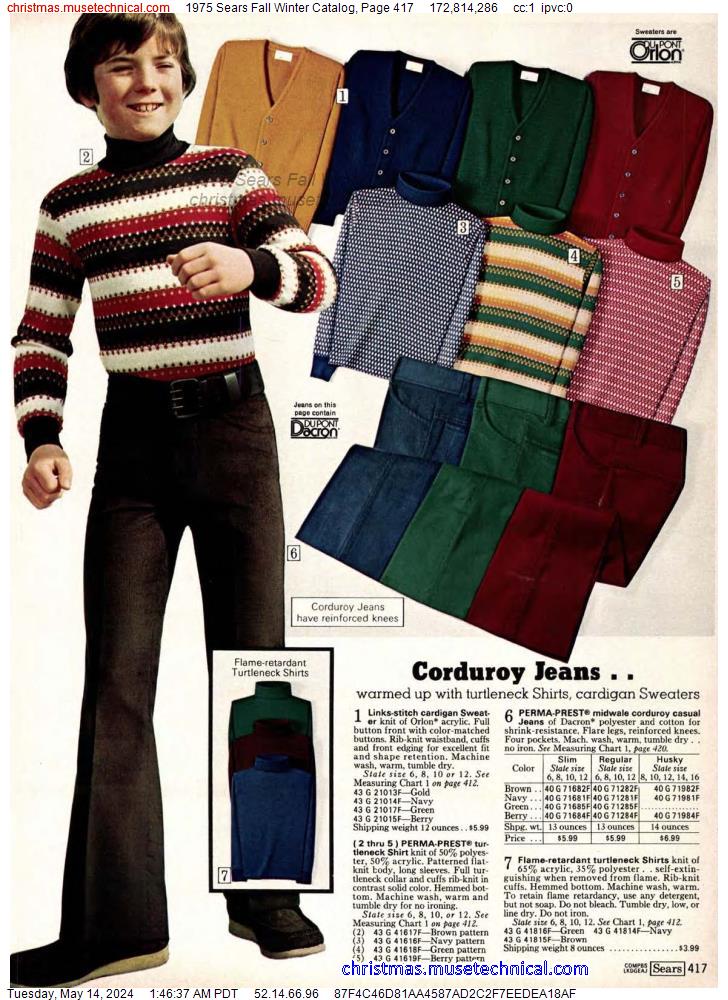 1975 Sears Fall Winter Catalog, Page 417