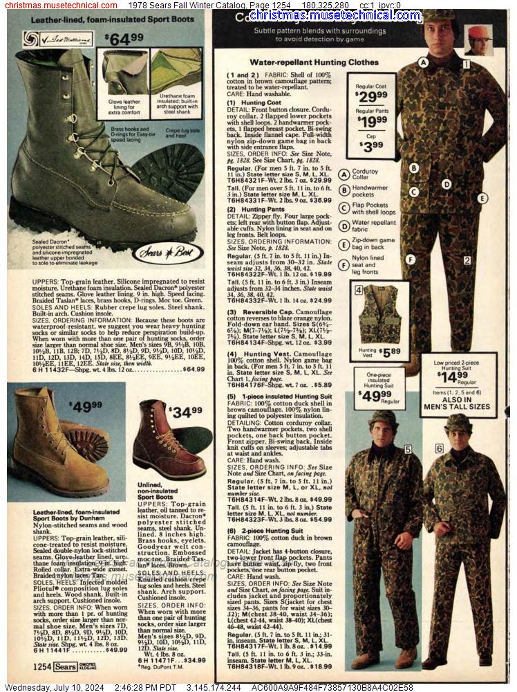1978 Sears Fall Winter Catalog, Page 1254