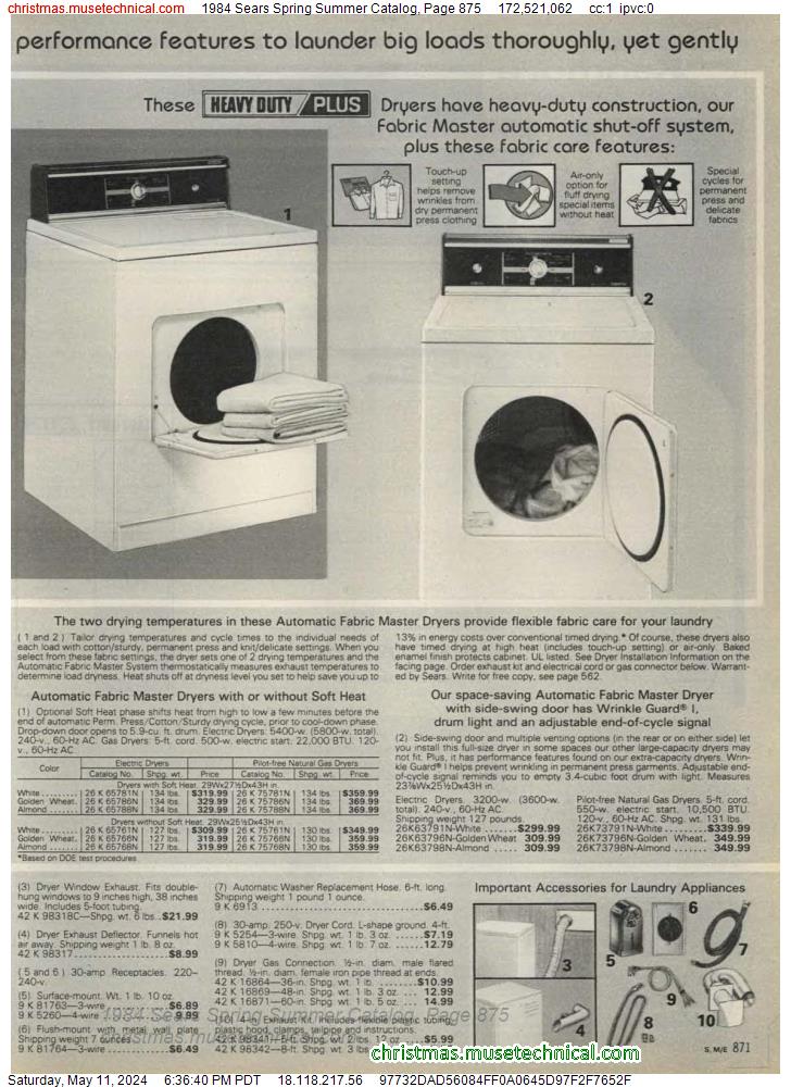 1984 Sears Spring Summer Catalog, Page 875