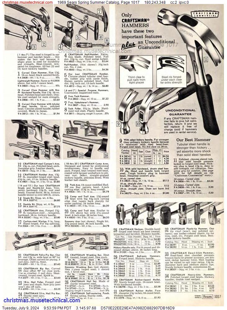 1969 Sears Spring Summer Catalog, Page 1017