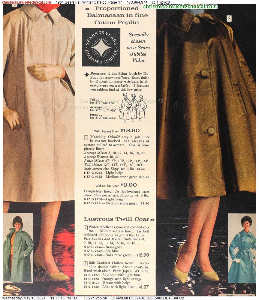 1961 Sears Fall Winter Catalog, Page 17