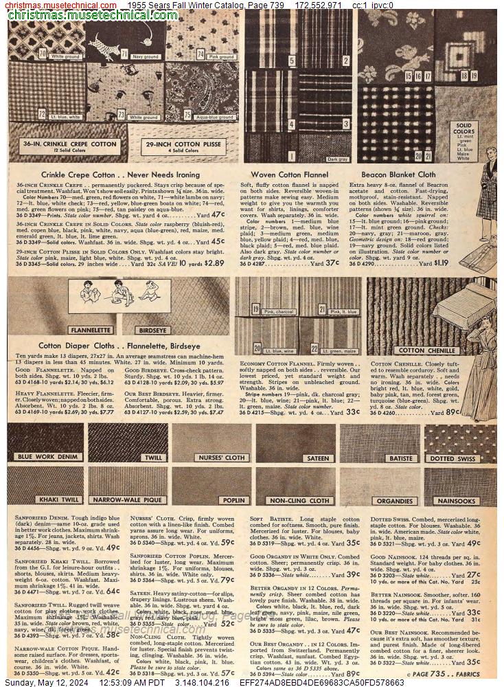 1955 Sears Fall Winter Catalog, Page 739