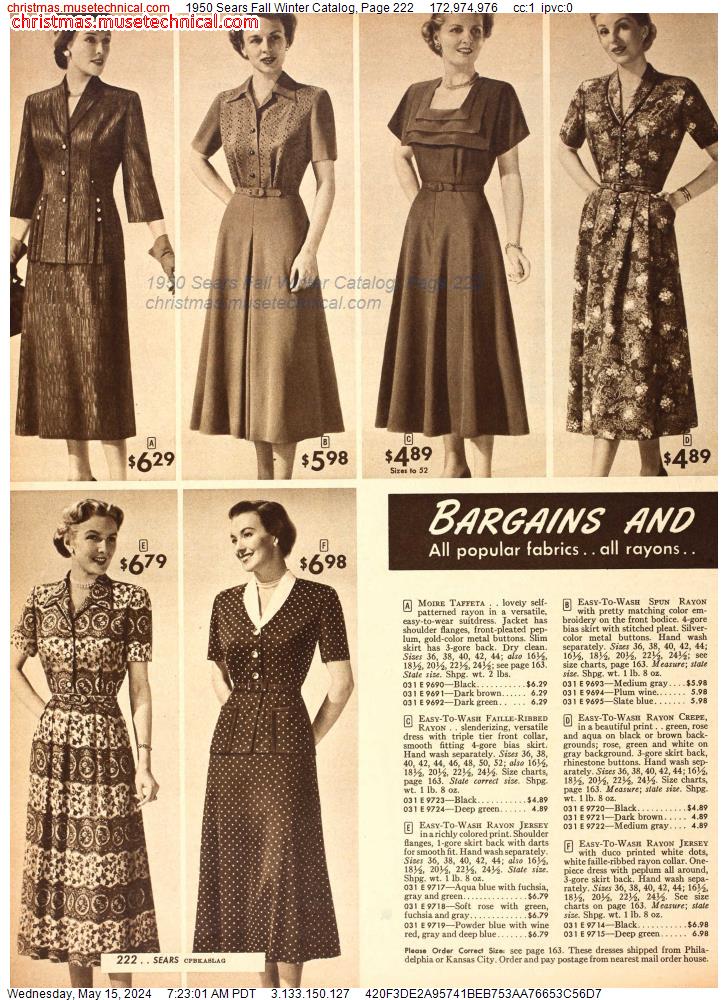 1950 Sears Fall Winter Catalog, Page 222