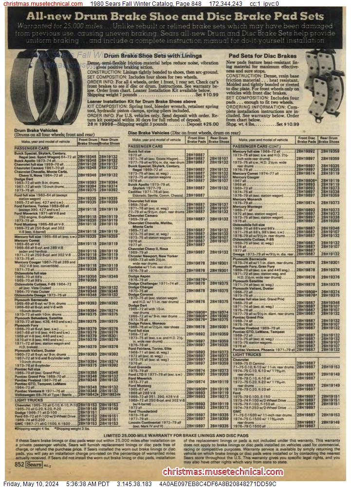 1980 Sears Fall Winter Catalog, Page 848
