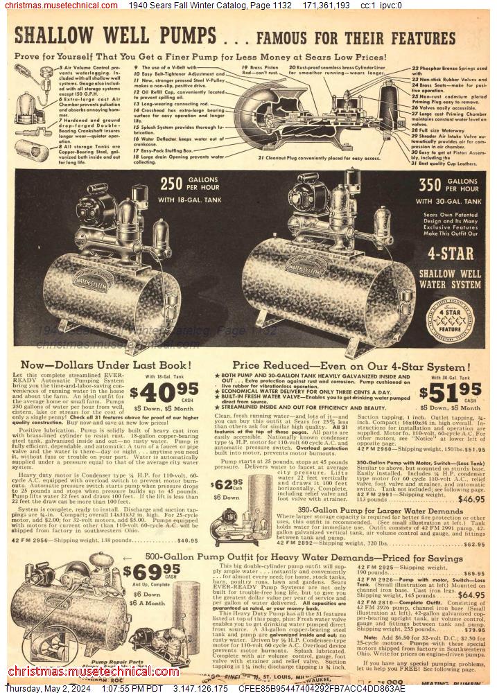 1940 Sears Fall Winter Catalog, Page 1132
