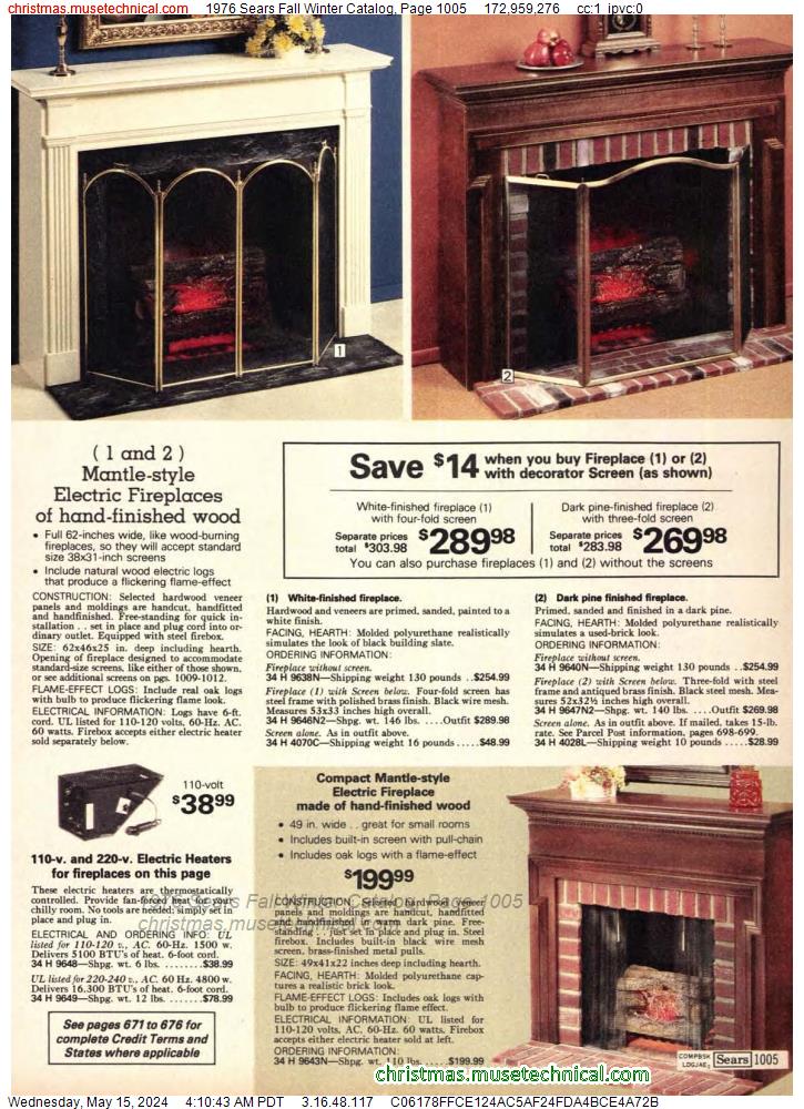1976 Sears Fall Winter Catalog, Page 1005