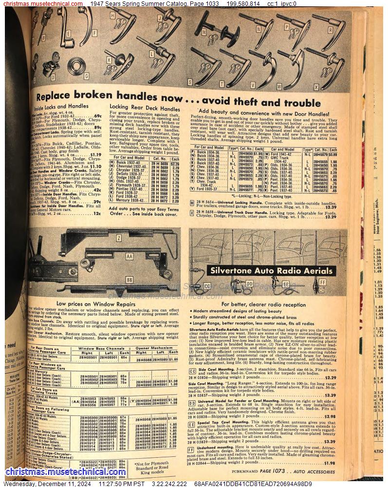 1947 Sears Spring Summer Catalog, Page 1033