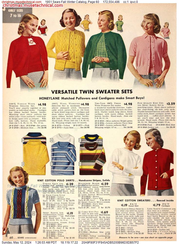 1951 Sears Fall Winter Catalog, Page 60