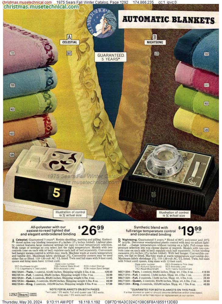 1975 Sears Fall Winter Catalog, Page 1292