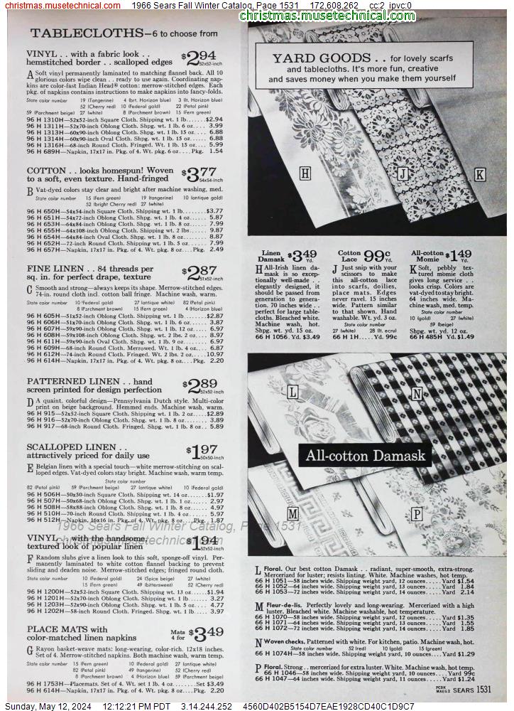 1966 Sears Fall Winter Catalog, Page 1531