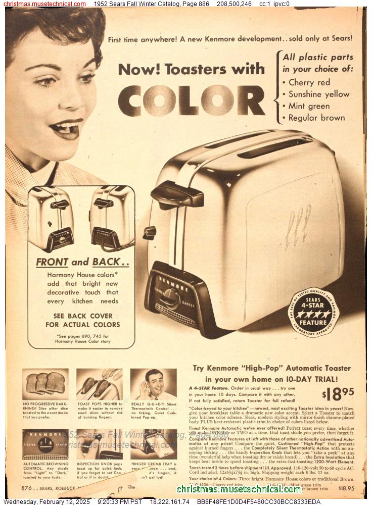 1952 Sears Fall Winter Catalog, Page 886