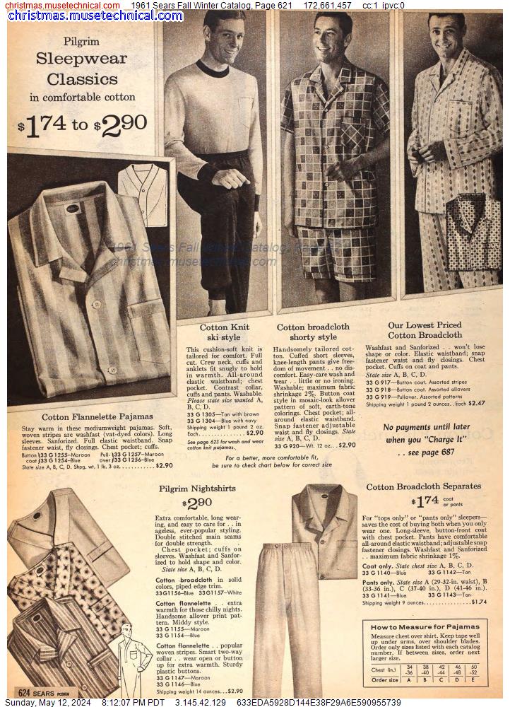 1961 Sears Fall Winter Catalog, Page 621