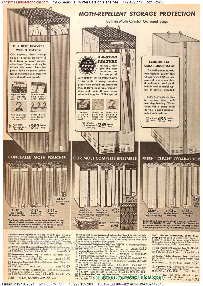 1955 Sears Fall Winter Catalog, Page 744