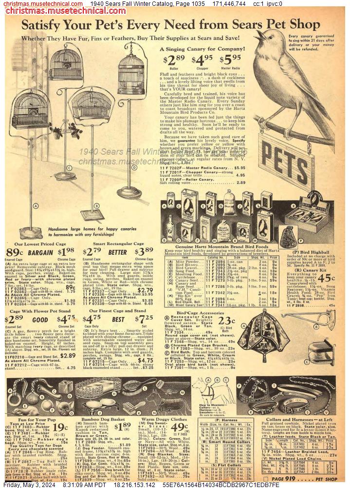 1940 Sears Fall Winter Catalog, Page 1035