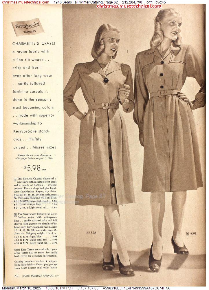 1946 Sears Fall Winter Catalog, Page 62