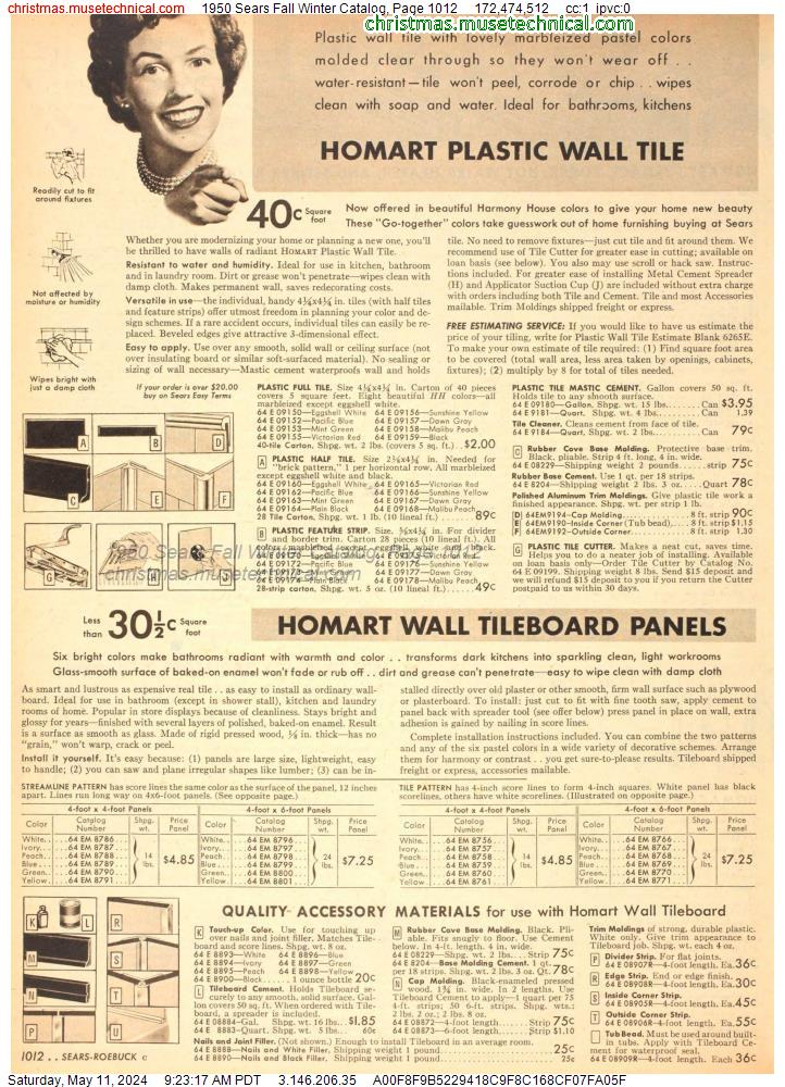 1950 Sears Fall Winter Catalog, Page 1012