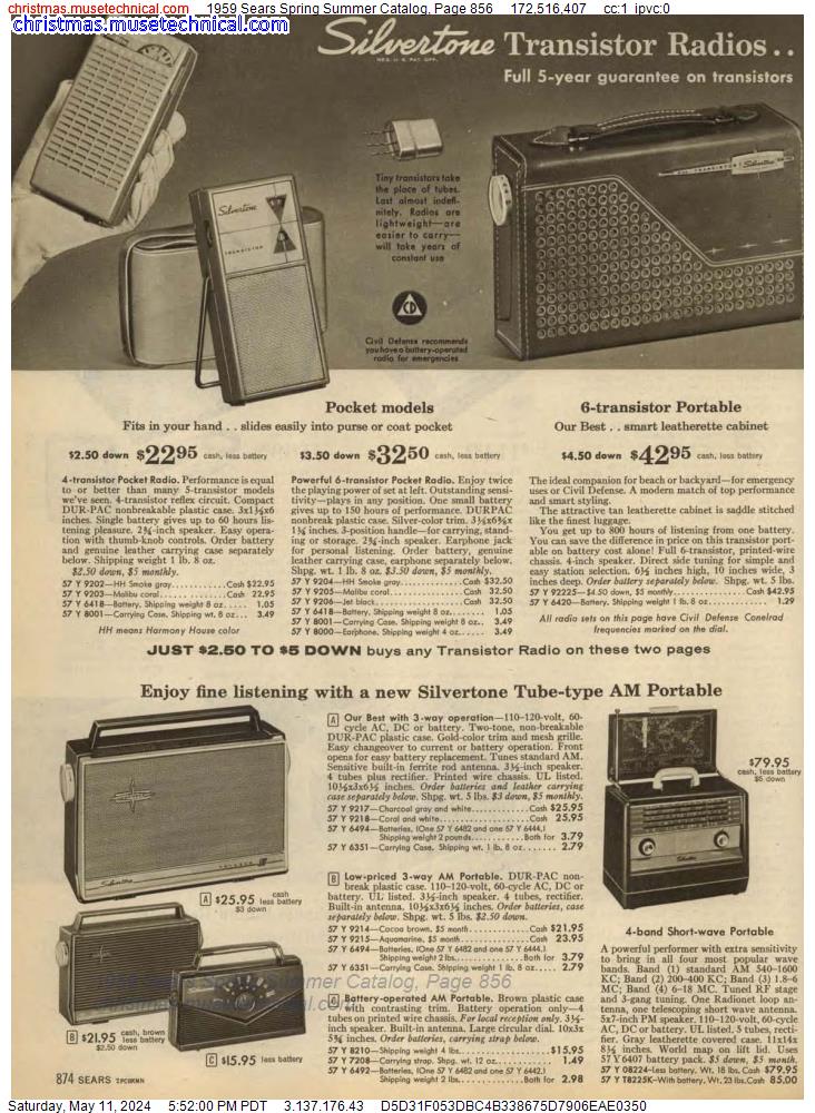 1959 Sears Spring Summer Catalog, Page 856