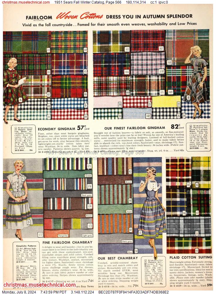 1951 Sears Fall Winter Catalog, Page 566