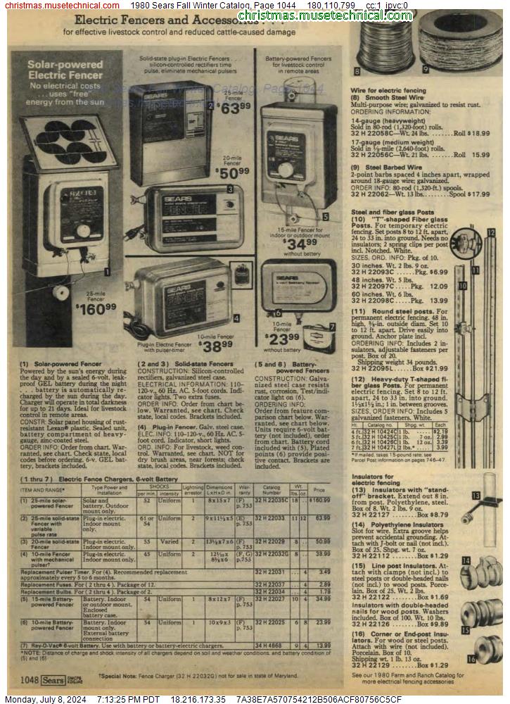 1980 Sears Fall Winter Catalog, Page 1044