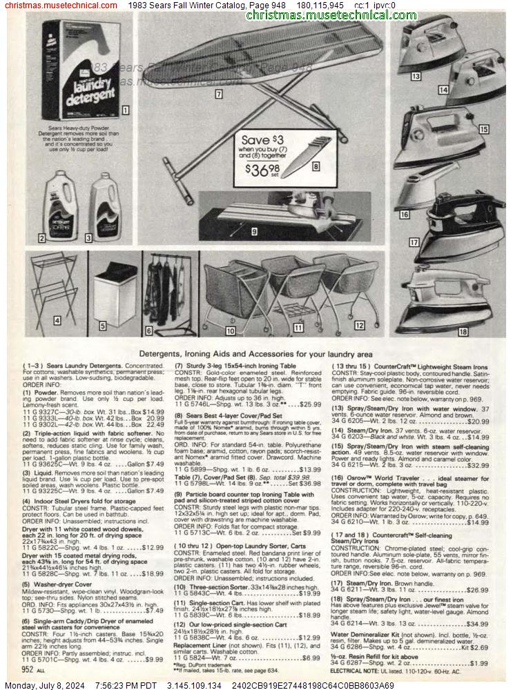 1983 Sears Fall Winter Catalog, Page 948