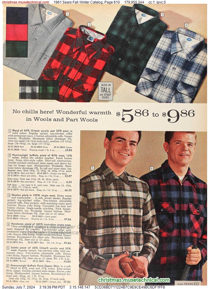 1961 Sears Fall Winter Catalog, Page 610